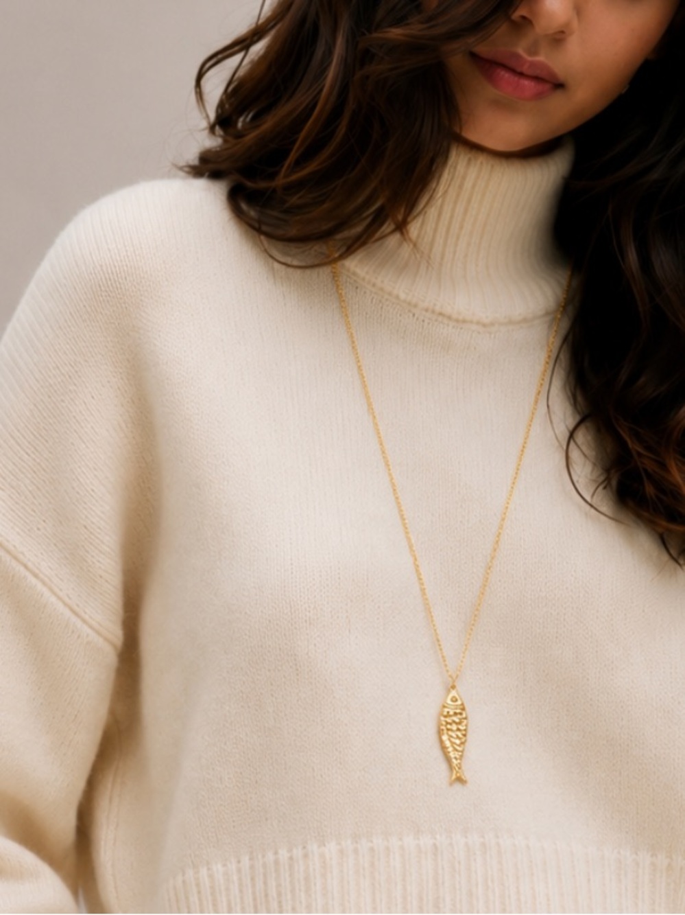 New! 18K Gold Plated Fish Drop Necklace NWOT 2012